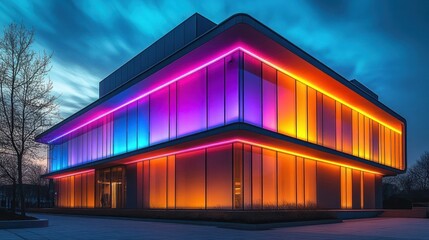 Fototapeta premium Illuminated Modern Building at Night