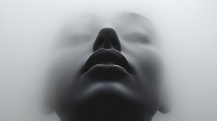 Woman, face, fog, mystery, surreal, art, beauty, calmness