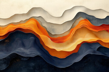 curved lines and earthy tones to represent natural elements trees, mountains, or waves  in an entirely abstract form