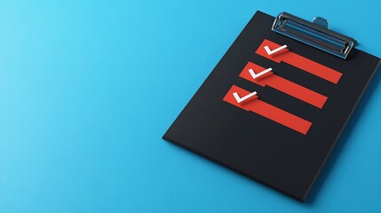 Completed Checklist on Blue Background