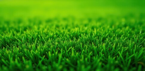 Obraz premium Close-up, lush green golf course grass texture, chlorophyll, golf course