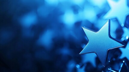 Glowing five-star rating symbolizes goal achievement, set against a clean, minimal backdrop. Represents ambition, success, and progress.
