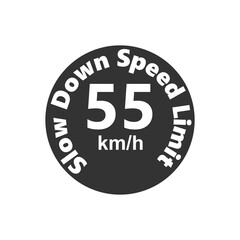 Slow Down Speed limit 55 km-h warning signage vector illustration work