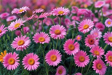 Obraz premium Vibrant Summer Floral Background with Pink African Daisies