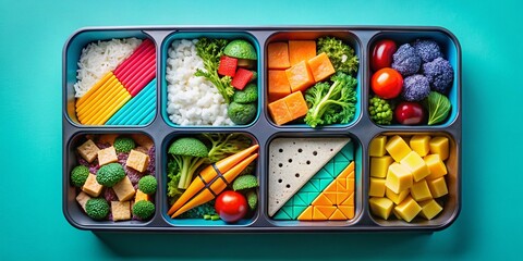 Y2K Geometric Futuristic Bento Box Packaging Design - Brutalism UI Template