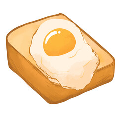 Toast with egg hand drawn illustration