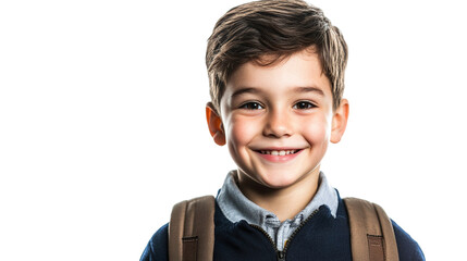 Happy schoolboy, cut out. Isolated on a transparent background.