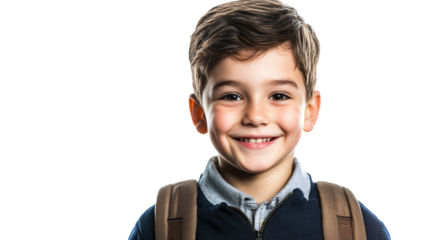 Happy schoolboy, cut out. Isolated on a transparent background.