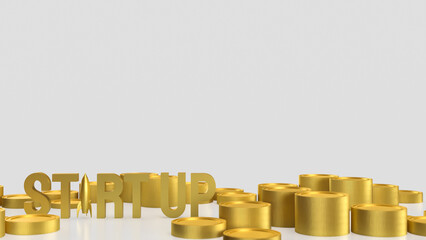 The Gold Start up and Rocket for Business concept 3d Rendering.