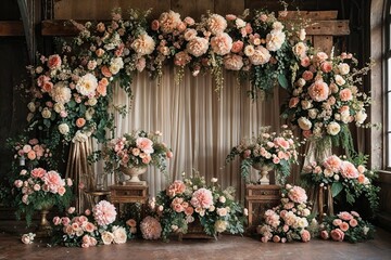 Fototapeta premium Stunning Vintage Floral Background Decor for Event Styling