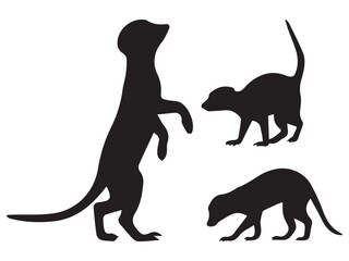 Meerkats Silhouettes Vector Illustration Set