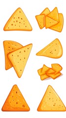 Tortilla chips, various angles, food, illustration