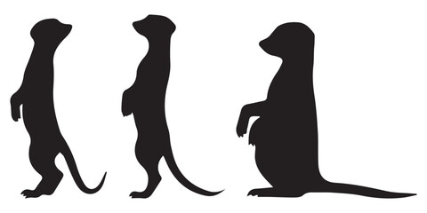 Meerkats Silhouettes Vector Illustration Set