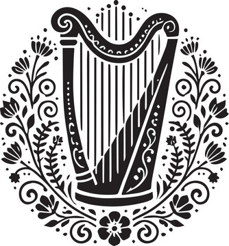 recommend clip art: Black Harp vector, Harp logo silhouette vector