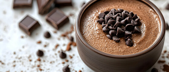 Chocolate mousse, dessert, close-up