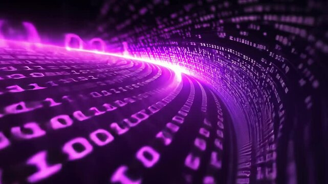 Purple binary data stream digital technology background material
