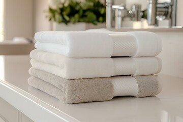 Stacked Towels in a Luxurious Bathroom Setting
