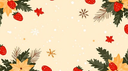 Festive Strawberry Christmas Border