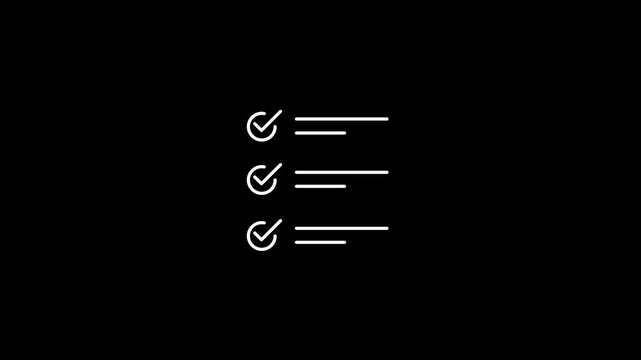 Checklist line icon animation. document marking, mark icon.