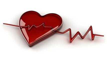 Glass heart with EKG line.