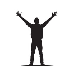 Man, silhouette with spread hand vector design.