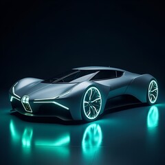 Futuristic Concept Car with Holographic Displays