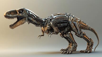 3d rendered biomechanical dinosaur hybrid sci fi experiment gone wrong