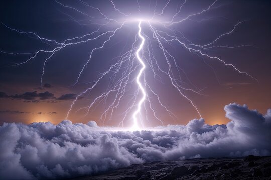 Surreal Lightning Burst in Vibrant Atmosphere with Pulsating Brilliance and Electric Energy