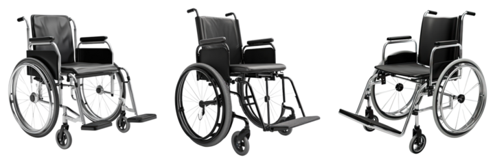 Manual wheel chair isolated on transparent background.PNG Set of