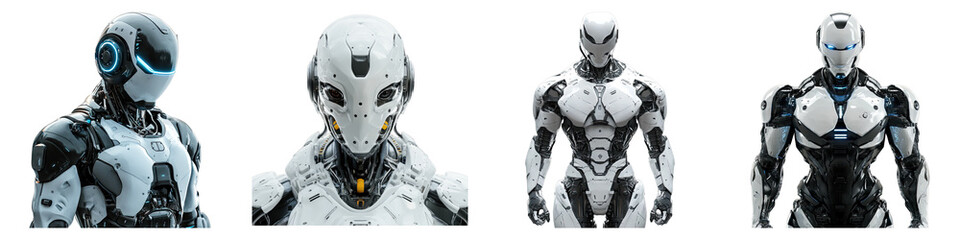 Cyborg security concept isolated on transparent background.PNG Set of