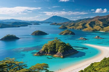 Obraz premium Stunning View of Japan's Remote Islands with Turquoise Waters and Sandy Beaches