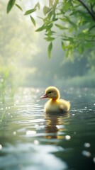 Serene Little Duckling on Calm Water