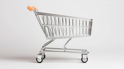 Empty Shopping Cart on White Background for Retail and Marketing