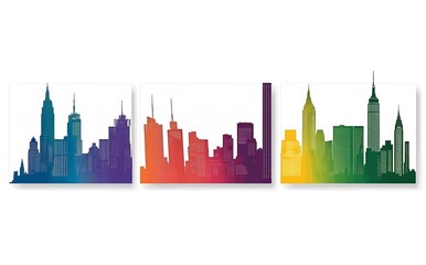 Obraz premium Colorful New York City Skyline Triptych Art