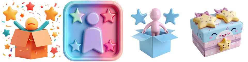 Colorful 3D gifts & awards