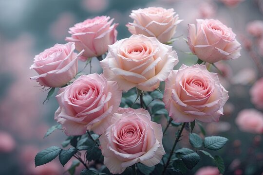 Delicate Pastel Roses with Ethereal Blurred Background for Romantic Vibes