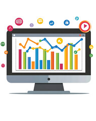 Business analysis displayed on computer screen, shows optimism and potential for success, highlighting growth