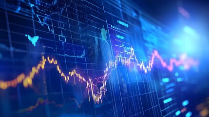 Abstract Forex Trading Background with Wave-Like Price Trends and Soft Gradient Lighting