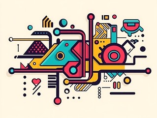 Abstract Geometric Composition, digital art