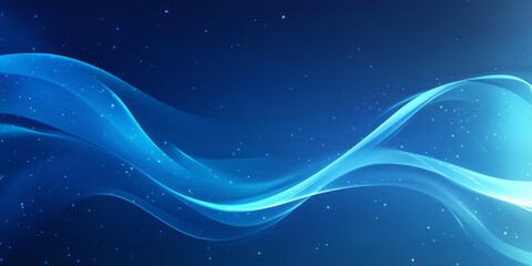 Luminous blue waves flow across a dark star speckled background
