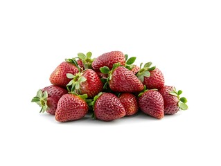 Fresh Strawberries Pile, White Background
