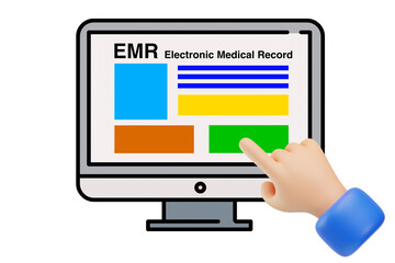 Computer work on EMR or electronic medical record application