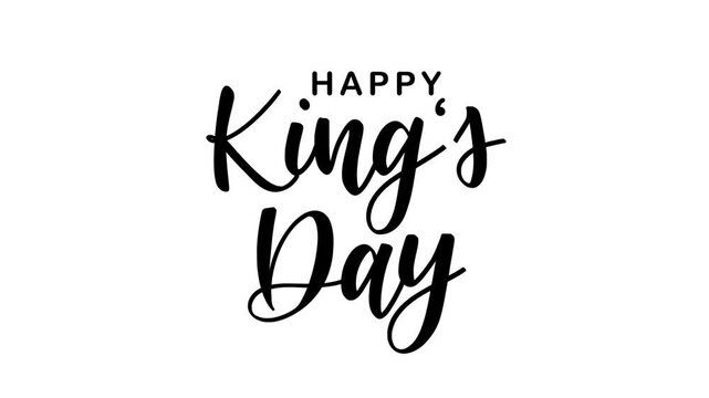 Happy king's day text animation. Suitable for festive occasions, social media posts, greeting cards, posters, and event announcements. Celebrate joyfully!