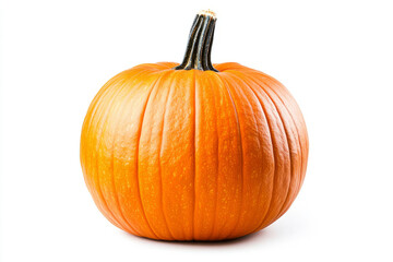 Obraz premium Fresh Orange Pumpkin Isolated on White Background for Autumn and Halloween Themes