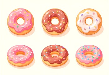 Obraz premium Generative AI Colorful Donut Delight: A Sweet Six-Pack of AI-Generated Bakery Treats