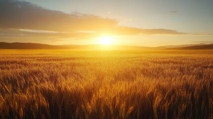 Fototapeta premium Golden Wheat Field at Sunset