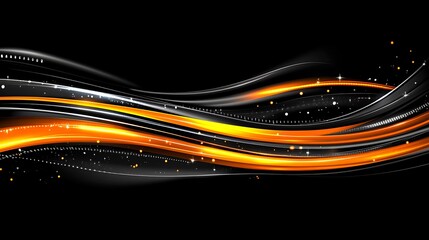 Abstract orange and black glowing wave.