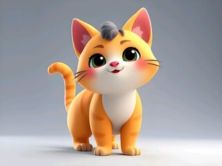 Fototapeta premium Cute baby cat cartoon 3d rendering illustration