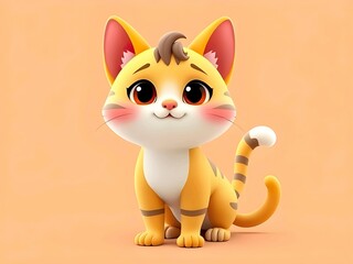 Fototapeta premium Cute baby cat cartoon 3d rendering illustration