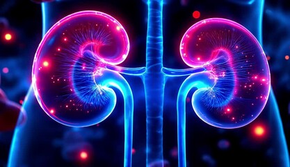 Human Kidney Anatomy Visualization Glowing with Scientific Precision